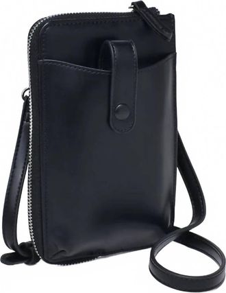 Urban Expression Womens Carol Cell Phone Wallet Crossbody Bag In Black Vegan Leather