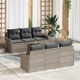 vidaXL Vidaxl - Conjunto De Sof&aacute; De Jard&iacute;n 7 Pcs Gris Claro 55 X 55 X 37 Cm