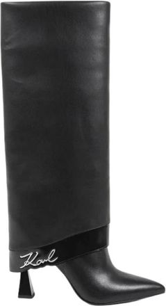 Karl Lagerfeld Debutante Boot - Dames - Laarzen met Hak - Zwart - 40 EU - Leer - Schoenen