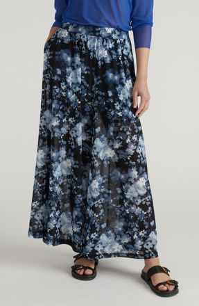 Universal Standard Mesh Wide Leg Pants in Tumbling Bouquet Print at Nordstrom, Size Xxx-Large