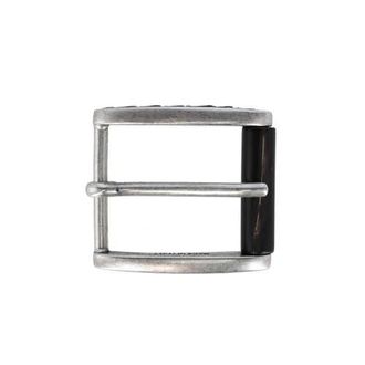 Trafalgar Store 35mm Italian Side Detailed Solid Brass with Black Stag Horn Roller Harness Belt Buckle in English Silver at Nordstrom
