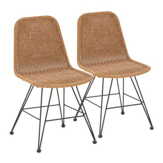 HOMN Pack 2 sillas de comedor o jard&iacute;n ratan/negro