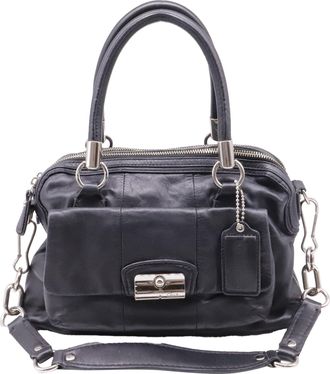Coach Kristen Double-Zipped Satchel Bag in Black Leather