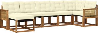 vidaXL Conjunto De Sof&aacute;s De Exterior 7 Uds. Natural Y Crema Vidaxl