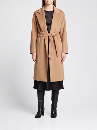 Max Mara Cappotto a vestaglia in puro cashmere con cintura da annodare
