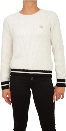 Liu Jo Maglia Chiusa M/L - Dames - Ronde hals truien - Wit - M - Polyester - Truien & Vesten