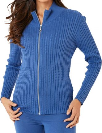 French Kyss Braided Zip Up Jacket In Denim