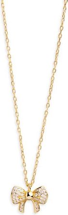 Argento Vivo Pav&eacute; Bow Pendant Necklace in Gold at Nordstrom