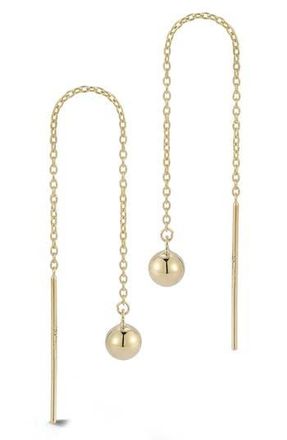 Ember Fine Jewelry 14K Yellow Gold Ball Drop Chain Threader Earrings at Nordstrom Rack