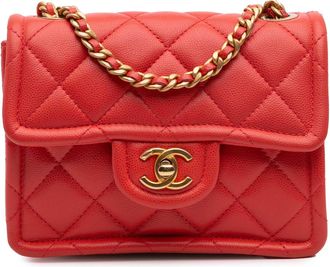 Chanel Pre-owned Womens Mini Classic Flap Bag - Red Leather - One Size