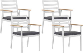 Beliani Beliani - Set Di 4 Sedie Da Giardino In Allumino Bianco Con Cuscini Grigi Cavoli