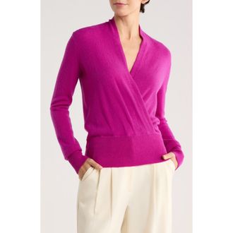 Sofiacashmere Cashmere Faux Wrap Sweater in Magenta at Nordstrom Rack, Size Medium
