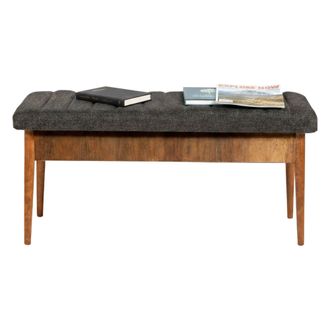 Dmora Banca Arielli, Soporta 130 Kg, Estructura Azul, Altura Asiento 48 Cm, 110x40x48h Cm Marr&oacute;n Nogal