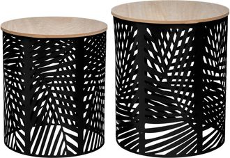 Atmosphera Atmosphera - Conjunto De 2 Mesas De Centro Color Negro S: L. 35 X L. 35 X A. 40 Cm / M: L. 39 X L. 39 X A. 45 Cm - Negro