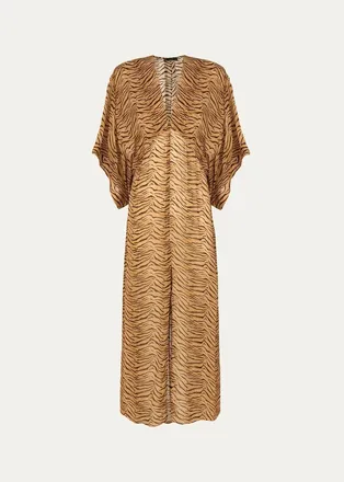 Vix Megan Animal-Print Maxi Cover-Up Dress