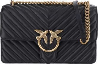 Pinko Chevron-Quilted Leather Shoulder Bag With Love Birds Buckle