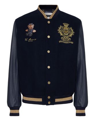 Philipp Plein Leren Bomber Teddy