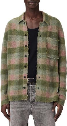 AllSaints Adler Distressed Cardigan in Sunbaked Pink at Nordstrom, Size Xx-Large