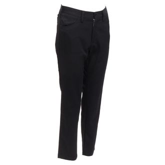 Yohji Yamamoto YS YOHJI YAMAMOTO wool black insert panels white topstitch tapered pants JP2 M