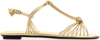 Prada Golden Ankle Strap Sandals