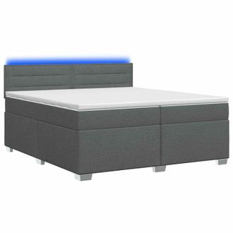 vidaXL Letto Con Box Spring, Materasso E Led Grigio Scuro 200 X 200 Cm Vidaxl