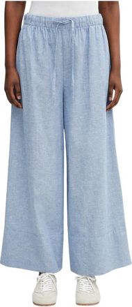 Barbour Josie Wijde Pijpenbroek - Dames - Wijde Broeken - Blauw - L - Katoen - Broeken