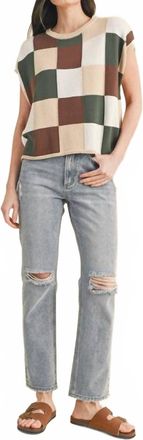 Wishlist Checker Fun Knit Sleeveless Sweater Top In Multi