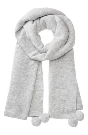 Lele Sadoughi After Party Pompom Baby Alpaca Blend Scarf in Heather at Nordstrom