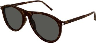 Saint Laurent Klassieke Havana zonnebril met grijze lenzen - Dames - Zonnebrillen - Bruin - 56 MM - Accessoires