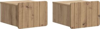 vidaXL Mesita De Noche De Pared 2 Uds. Roble Artisan 33 X 34,5 X 24 Cm Vidaxl