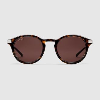 Gucci Round Frame Sunglasses, Brown