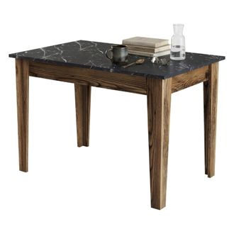 Dmora Mesa Fija Zane, 6 Plazas, Forma Rectangular, Soporta 120 Kg, 110x72x75h Cm, Marr&oacute;n Nogal