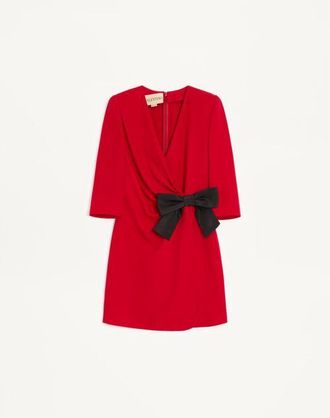 Valentino Cady Couture Short Dress With Faille Bow Wo