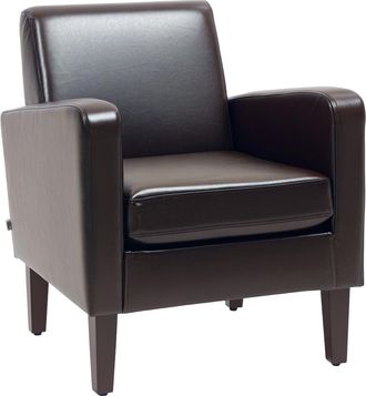 HOMCOM Armchair Accent Chair With Eucalyptus Wood Legs For Bedroom Brown | TJ Hughes