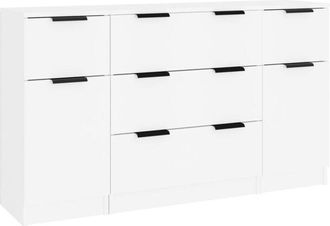 vidaXL 3 Piece Sideboard Set White Engineered Wood Vidaxl
