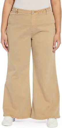 Lyss&eacute; Iris Flat Front Wide Leg Jeans in Asutex Desert Khaki at Nordstrom, Size 2 X
