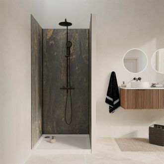 Aurlane Pack De 3 Paneles Murales Piedra Venus 90x210 Cm Y Perfiles Negros