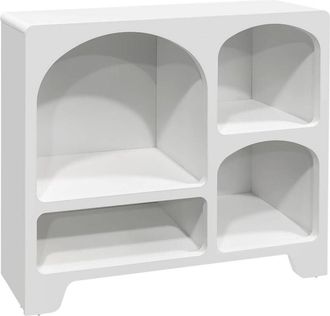 Sweeek 90cm sideboard with a white wooden effect and 4 compartments, Thessa, White, 90x24x80.5 cm