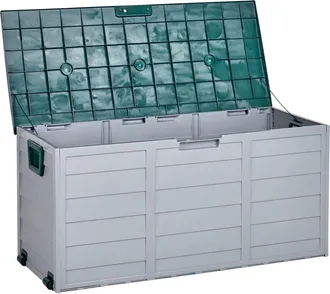Beliani Beliani - Cesta Da Giardino 112x50 Cm Con Ruote Di Plastica Grigio E Verde Locarno