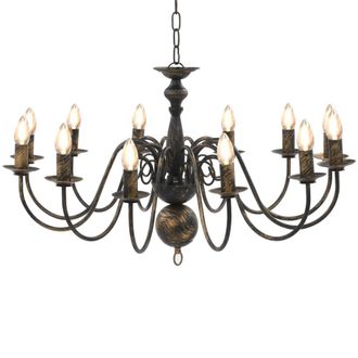 Berkfield Home Chandelier Antique Black 12 x E14 Bulbs