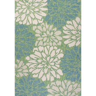 Jonathan Y Designs Zinnia Modern Floral Textured Weave Indoor/Outdoor Area Rug in Cream/green at Nordstrom, Size 3Ft 0In X 5Ft 0In