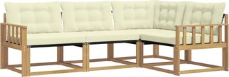 vidaXL Conjunto De Sof&aacute;s De Exterior 4 Uds. Blanco Y Crema Vidaxl