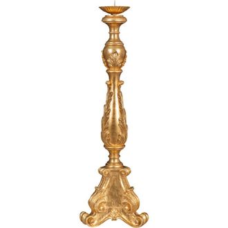 Biscottini International Biscottini - Candelabro De Madera Con Acabado En Pan De Oro Antiguo Hecho En Italia