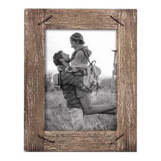 Foreside Home And Garden 4x6 Decorative Weathered Distressed Wood Nail Accents Picture Frame in Brown at Nordstrom, Size Medium
