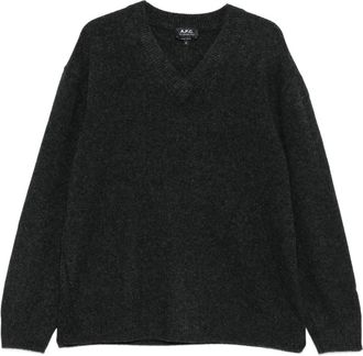 A.P.C. Maglione in lana con scollo a V - Grigio
