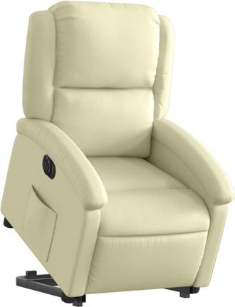vidaXL Vidaxl - Sill&oacute;n Reclinable El&eacute;ctrico Elevable Cuero Aut&eacute;ntico Crema