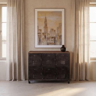Maisons du monde Aparador de hierro y abeto macizo de 119 cm