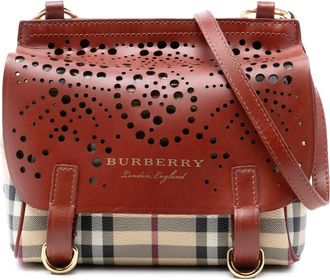 Burberry Pre-owned Burberry Baby Haymarket Check Coated Canvas and Perforated Leather Bridle Crossbody Ladies WNETNEMMHZAYHSPC