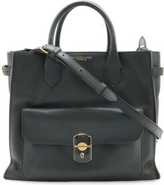 Balenciaga Pre-owned Leren Padlock Afternoon Handtas - Dames - Vintage Handtas - Groen - ONE Size - Leer - Vintage