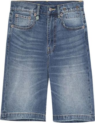 R13 Janis Long Short - Dames - Denim shorts - Blauw - W28 - Katoen - Korte Broeken